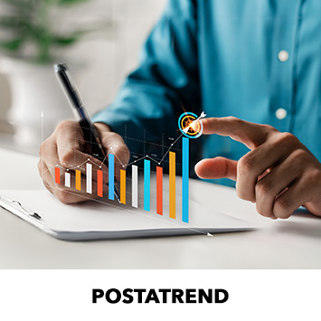 Postatrend - a képen egy férfi látható aki megérint egy grafikont