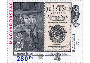 A képen a 450 éve született jeszenszky (jessenius) jános bélyeg látható