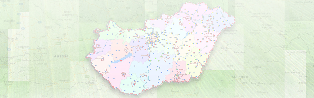 Közműszolgáltatói Ügyintézés. A képen Magyarország térképe látható.