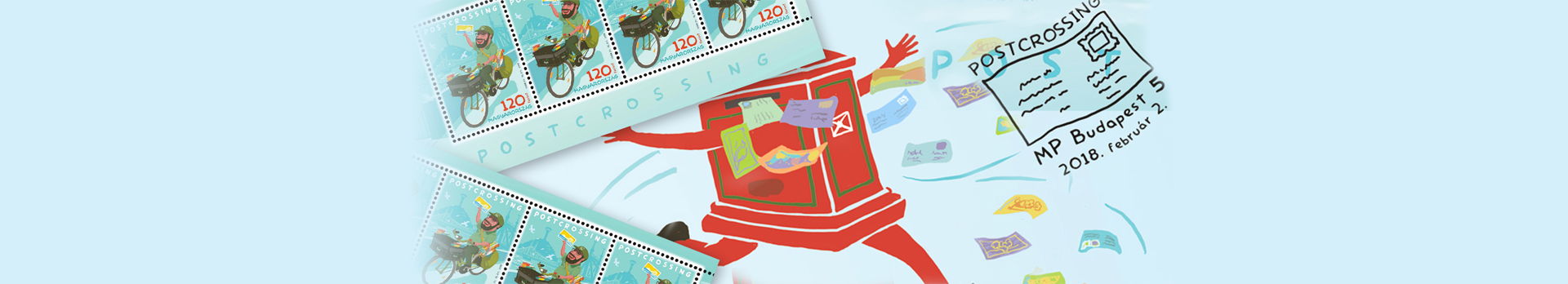 A képen a postcrossing bélyegkisív látható