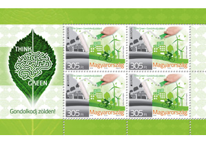 A képen a europa 2016 think green - gondolkodj zölden! bélyeg látható